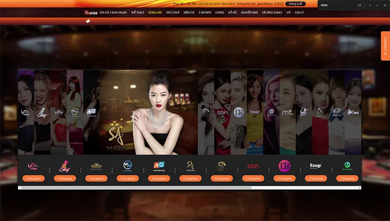 Giao diện casino trực tuyến tại số đỏ casino Ga6789